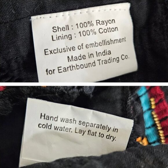 Earthbound Boho Tank Top XL NWT Tribal Beaded Sequin Pompom Tassel Cropped Black - Picture 10 of 10